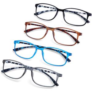 AQWANO Blue Light Blocking Reading Glasses Women Men, Lightweight Flexible TR90 Computer Readers Unbreakable Cheaters Glasses