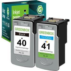 GREENBOX Remanufactured Ink Cartridge PG40 CL41 Replacement for Canon PG-40 CL-41 for Canon PIXMA IP1800 IP2600 MP140 MP150 151 MP160 MP170 MP180 MP190 MP210 MP450 MP470 JX200 Printer(1 Black 1 Color)