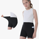 Girls Biker Shorts Kids Yoga Shorts High Waisted Spandex Athletic Running Volleyball Shorts with Pockets