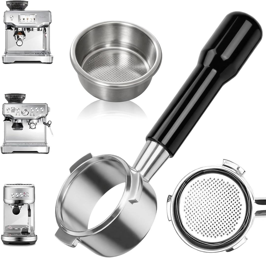 54mm Bottomless Portafilter fit Breville Barista Express Machines BES870XL 880BSS 878BSS 840XL 500BSS 450BSS BES500,3 Ears Espresso Portafilter with 18g Basket