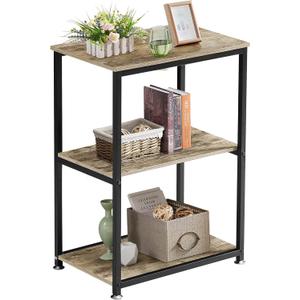 VECELO Tall End Side Table,30" Height Nightstand with 3-Tier Storage Shelf for Living Room Bedroom Office Hallway Study