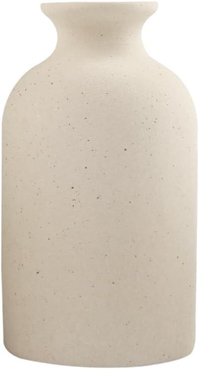 Beige Small Ceramic Vase, Dry Flower Vases Minimalism Style for Modern Table Shelf Home Decor, Fit for Fireplace Bedroom Kitchen Living Room Centerpieces Office Desk Gift(S Beige)