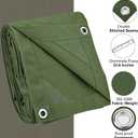 Canvas Tarp 10x12 Feet, 12 Oz Heavy Duty Water Resistant with Rustproof Grommets, UV Resistant, Multipurpose Outdoor Tarpaulin for Camping, Canopy, Woodpile, Trailer (Green)