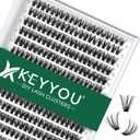 KEYYOU Lash Clusters 300pcs Individual Lashes, 40D 0.07D Curl 12mm DIY Eyelash Extension, Soft & Natural Volume Cluster Lashes with Large Tray