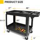 MaxWorks Heavy Duty 2Shelf Service Cart 500 lb Capacity Polypropylene Utility Cart with 5" NonMarring Casters Deep Trays and BuiltIn Tool Storage for Garage Warehouse Workshop (80855)