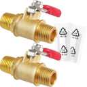 2PCS 1/4 Brass Ball Valve Shut Off Switch, 1/4 NPT Male x 1/4 NPT Male NPT Thread Pipe Fitting Air Compressor (Male 1/4 NPT - Male 1/4 NPT)