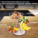 Livabber Fruit Basket Bowl with Banana Hanger, Metal Fruit Vegetable Storage Basket with Banana Holder for Kitchen Counter, Detachable Organizer for Bread Snack Produce (Chrome, 3-Tier Marble Base)