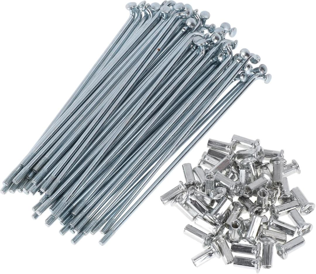 48 Set 10G J Bend Bicycle Spokes 10G Bike Wheel Spokes Carbon Steel Galvanized Silver Tone (120mm)