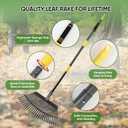 Garden Leaf Rakes, 6FT Rake for Lawns Heavy Duty 25 Metal Tines 18.5 inch Wide, Adjustable Steel Handle, Rakes for Leaves, Gathering Shrub, Grass, Yard