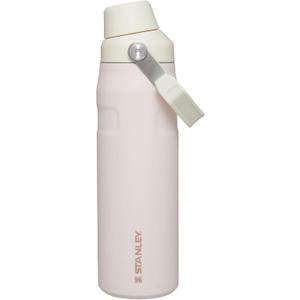 STANLEY IceFlow Fast Flow Water Bottle 24 oz | Angled Spout Lid | Lightweight and Leakproof for Travel and Sports | Insulated Stainless Steel | BPA-Free | Rose Quartz Glimmer