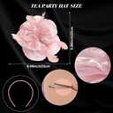 Heliltd 4Pcs Tea Party Fascinator Hat for Women Flower Fascinators for Women Feather Hat Lace Glove Pearl Jewelry Set (Pink)