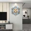 Large Wall Clock for Living Room Decor Mid Century Modern Silent Kitchen Big Wall Clock for Bedroom Decorative Metal Office Non Ticking Battery Operated Wall Watch 22 Inch
