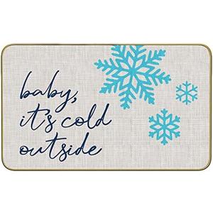 Mingnei Christmas Baby It's Cold Outside Doormat Door Mat for Home Entrance, Rustic Farmhouse Winter Snow Flake Floor Mats for House Front Outdoor Outside Entryway Rug 30 x 17 Welcome Mat