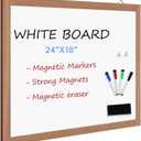Magnetic Whiteboard for Wall, 24" X 18", Dry Erase White Board with Natural Wood Frame for Home, Office, School……