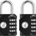 4 Digit Combination Locks 2 Pack - Weatherproof Padlock with Code - Combination Lock for Locker, Gym, Outdoor Gate, Storage Shed, Fence Gate & Bike Lock - Keyless, Easy to Set, Reset - New Black