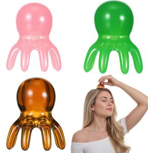Cute Head Massage Comb Set 3 Pcs Point Massage Comb Manual Scalp Massagers Acupressure Massager Tool with 8 Legs Pink Acupressure Massager Scalp Tool for Head Back Neck Deep Relaxation