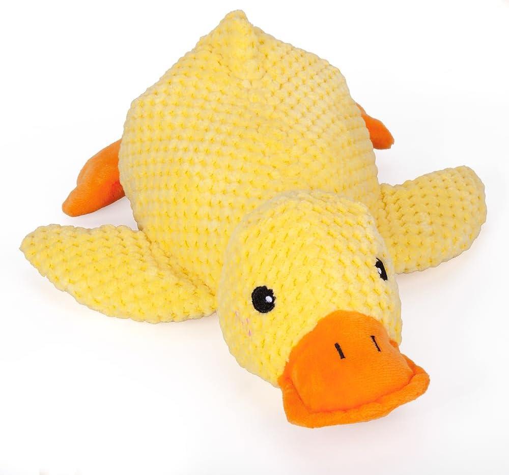 Duck Dog Toy for Aggressive Chewers, Calming Duck Toy for Dogs with Quacking Sound, Mellow Dog Calming Pillow, Safe and Durable(Yellow 17.7in)
