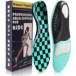 ROCKTAKIN Kids Arch Support Shoe Insoles, Plantar Fasciitis Orthotics Inserts Strong Support for Children's High Arch, Flatfoot Pain Relief, Posture Improve, M
