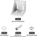 uxcell 4Set Inside Corner Bracket Gusset Kits, 78x78x79mm 8080 Angle Connector for 6060 Series Aluminum Profile (Silver/ 32 x Square Nuts & Hex Socket Bolts & Washers)