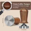 Y-Step 51mm Espresso Tamper Set, 30 lb Consistent Pressure Calibrated Coffee Tamper with Spring Loaded, Silicone Mat, Coffee Stirrer Espresso Distribution Tool, Wooden Barista Kit for Espresso Machine, Brown