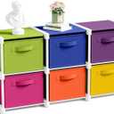 Thyle Large Cube Storage Organizer Shelf with 6 Fabric Storage Bins 14 Inch Collapsible Cubby Organizer for College Dorm Classroom Closet Clothes Book Essentials(Rainbow,Colorful)
