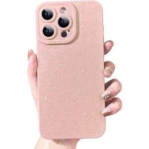 OOK Case for iPhone 15 Pro Max Case Cute Flower Floral Design for Girls Women Soft TPU Camera Lens Protective Phone Cover for iPhone 15 Pro Max 6.7 Inch Pink