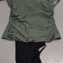 Eomenie Women's Swimsuit Tankini Tummy Control Bathing Suits Two Piece Full Coverage Slim Swim Suits with High Waisted Bottom (Medium, Green and Black)