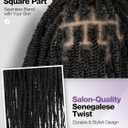 quickwig Senegalese Twist Long Braided Wig 26 Inches Square Knotless Twist Braided Wigs for Black Women Glueless Full Lace Braids Wigs Pre Plucked with Baby Hair Synthetic Twist Hair Black Color