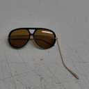 OSAGAMA Trendy Oversized Aviator Sunglasses for Women Men Luxury Vintage Shades Retro Metal Sunglasses Shield (Black/Light Brown)