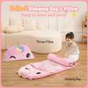 Kids Sleeping Bag, Plush Toddler Slumber Bag 2-in-1 Pillow, Soft Sleeping Bag, Nap Mats for Preschool,Daycare,Travel,Gift, Ages 3-12