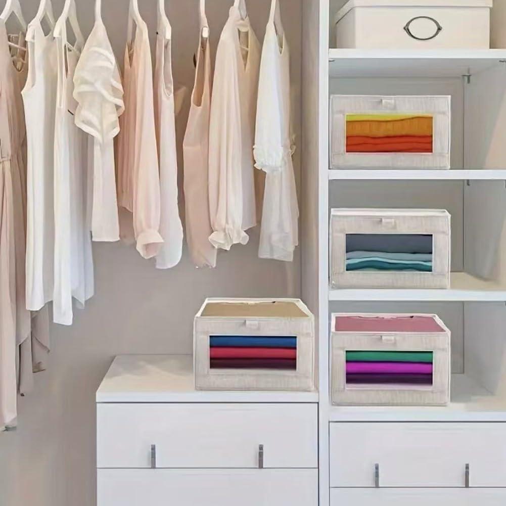 Fabric Storage Box with Transparent Window Foldable and Washable Organizer Designed for Efficient Storage in Various Settings