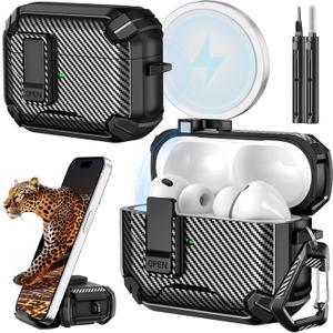 Inesore for AirPods Pro 3 Case (2025) with Phone Stand & Cleaning Kit,Compatible with Magsafe,Magnetic Automatic Lock Cover for AirPods Pro 3rd Generation