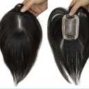 2"x3" Mono Hair Topper Straight Virgin Human Hair Clip in Wiglet Hair Piece Toupee for Women (6" Dark Brown)