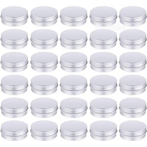 30 Pack Tin Cans Screw Top Round Metal Lip Balm Tins Containers with Lids (1oz)