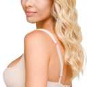 Rosme Women's Balconette Bra with Push Up Effect â€“ Plus Size Sexy Lace Demi Half Cup Bra â€“ Lightly Padded Underwired Low Cut Mesh Design Grand, Beige, Size 36C