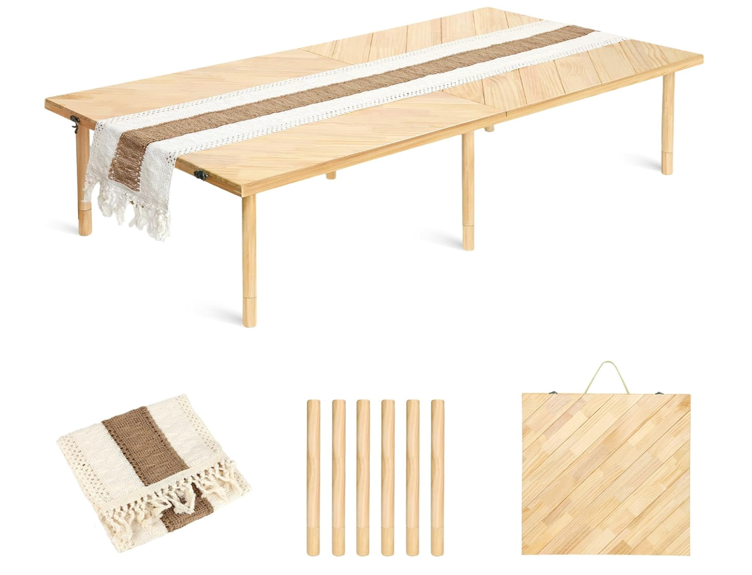 Folding Picnic Table 60x30, Low Floor Table for 6-8