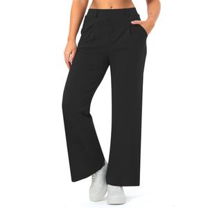 Wide Leg Work Pants for Woman Stretchy Office Slack Dress Pants Business Trousers with Pockets, XL
