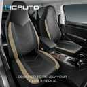PIC AUTO Leather Car Seat Covers, Sports Carbon Fiber & Mesh Design, High-Back Two Front Set, Waterproof Automotive Seat Covers, Airbag Compatible, Universal Fit for Most Cars (Black & Beige)