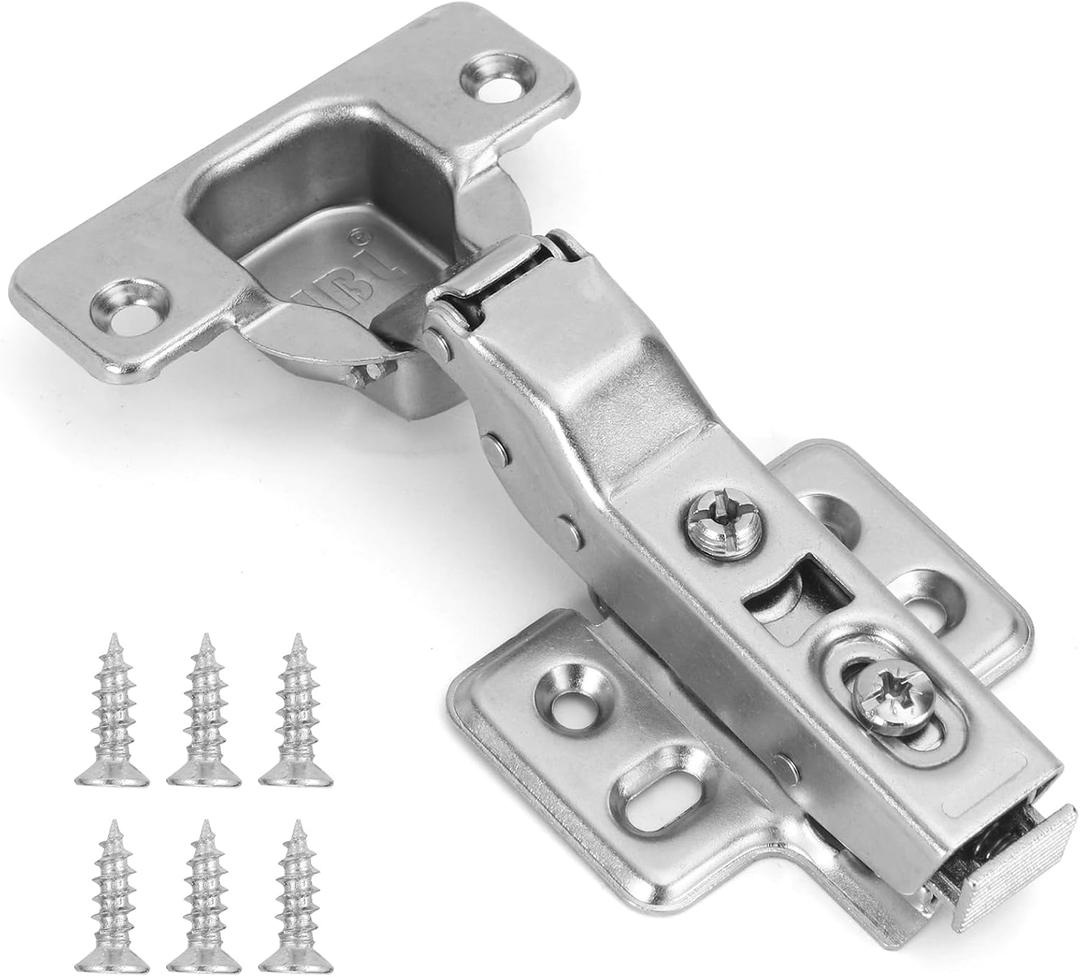 HBL' 50 Pack Soft Close Cabinet Hinges European Kitchen Cabinet Hinges for Frameless Cabinet Door, 35MM Cup Hinges, 110 Half Overlay, 3D Adjustable and Slow Close Hinges