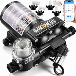 Smart RV Water Pump 12V, DC Fresh Water Pump with App Control, 5.5 GPM 70 PSI Self-Priming Demand Pump, Real-Time Pressure&Voltage Monitoring, Auto Pressure Adjustment for RV Camper Marine (Black)