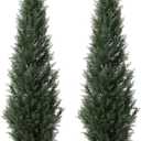 5FT Artificial Cedar Topiary Trees for Outdoors Potted Fake Cypress Trees Faux Evergreen Plants for Home Porch Decor Set of 2