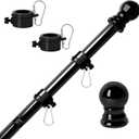 Flag Poles for Outside House 6FT Stainless Steel Metal Black Flag Pole kit Tangle Free Residential Heavy Duty for Truck,House,Porch,Yard,Boat Suitable for 3x5 Heavy Garden Flag (06Black, 6ft)