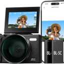 5K Wi-Fi Digital Camera for Photography, 80MP Autofoucs Vlogging Camera for YouTube with 3" 180 Flip Screen, 18X Digital Zoom Travel Camera for Beginner, Teens with 64GB Memory Card 2 Batteries