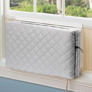 Indoor Air Conditioner Cover Window AC Unit Cover with Drawstring Double Insulation for Inside(21"x15"x3.5") (Gray)
