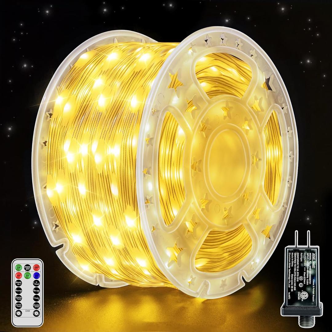 Christmas Lights Outdoor, 1000LED 328FT Christmas Tree Lights IP67 Waterproof, Plug in Fairy Lights with Remote 8 Modes Timer, Xmas Light for Outside Indoor House Holiday Decor(Warm White)