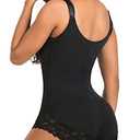 SHAPERX Women's Fajas Colombianas Shapewear Postpartum Tummy Control Body Shaper Butt Lifter Bodysuit (Large, Black)