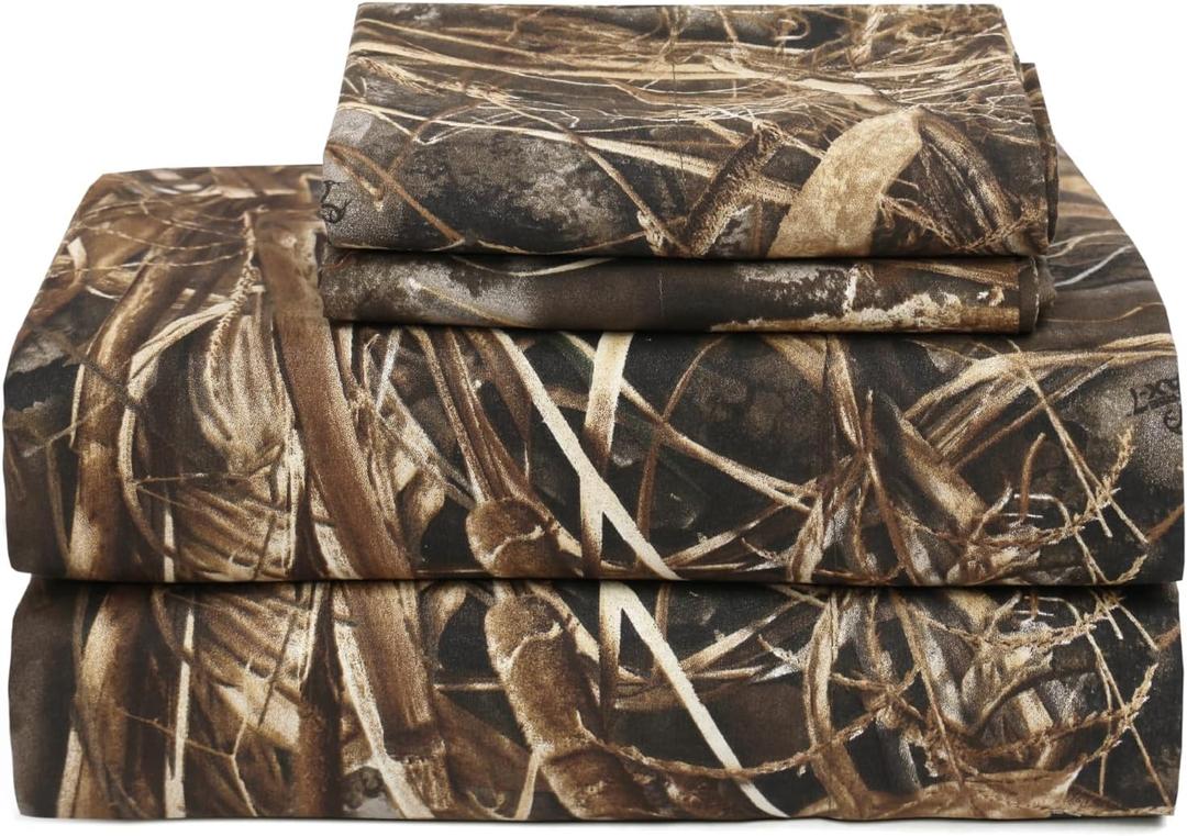 VISI-ONE Realtree Max-7 Full Camo 4 Piece Sheet Set  Lightweight, Cooling, Wrinkle-Free Microfiber 15" Deep Pockets Sheets, Unisex Rustic Western Farmhouse Style for Home, RVs, & Camping
