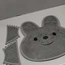 Manmihealth Extra-Large Shower Foot Scrubber Mat with Non-Slip Suction Cups, Rabbit-Shaped Silicone Foot Scrubber in Shower for Men & Women (Gray)