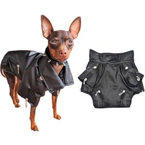 Cool Dog Leather Jacket Coat Clothes,Halloween Rock Star Costume for Small Medium Dogs (S, Black)