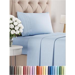 Twin XL Size 3 Piece Sheet Set - Comfy Breathable & Cooling Bed Sheets Set - Hotel Luxury Bedding for Women, Men, Kids, Teens, Boys & Girls - Deep Pockets, Soft and Wrinkle Free - Oeko-Tex - Sky Blue